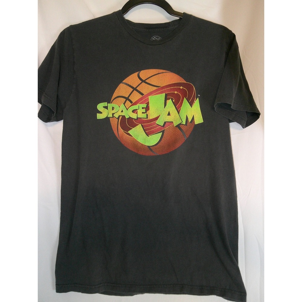 Retro Space Jam T Shirt‎ Movie Promo Graphic Tee Black Medium Cotton Blend